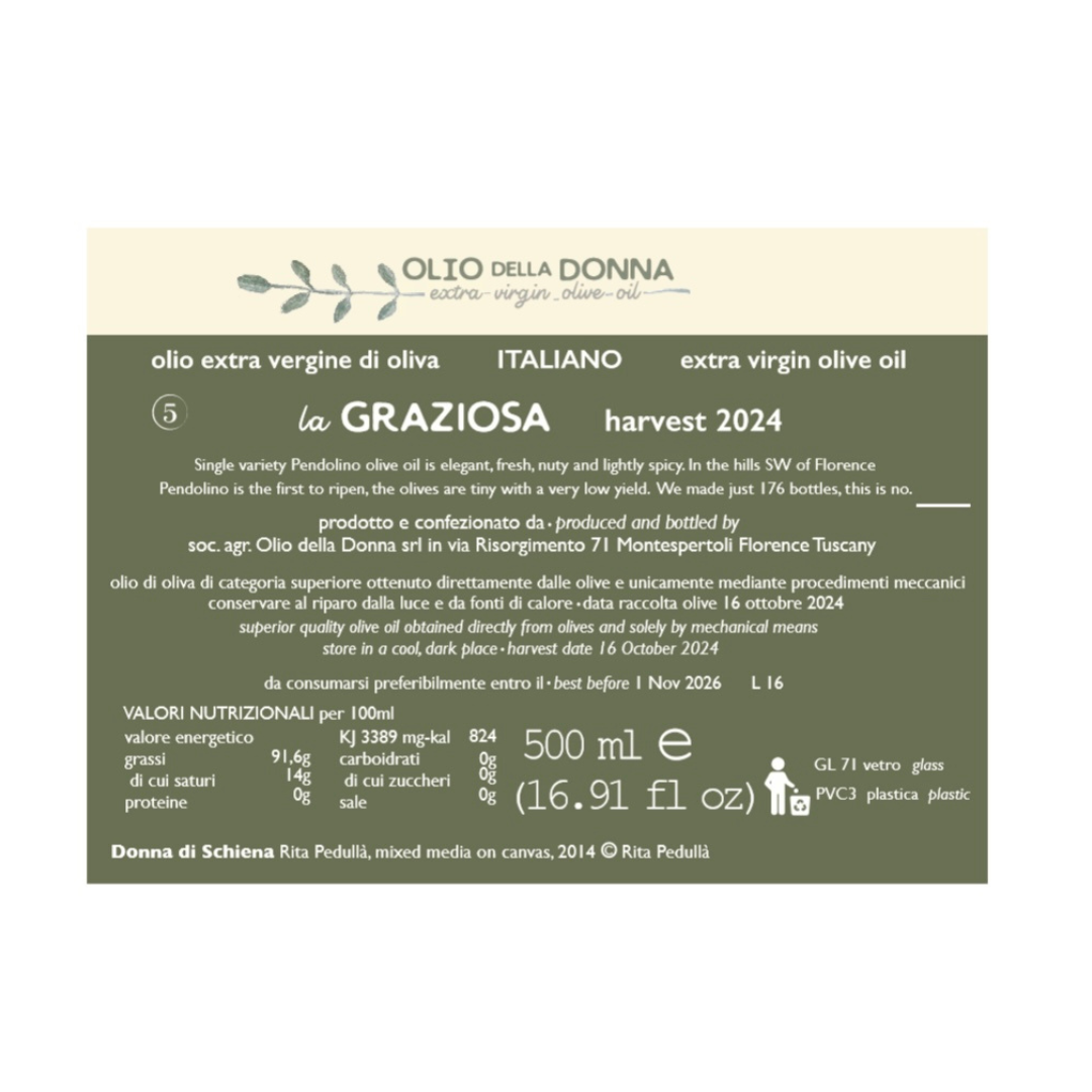 Back Label Olio della Donna La Graziosa Pendolino

