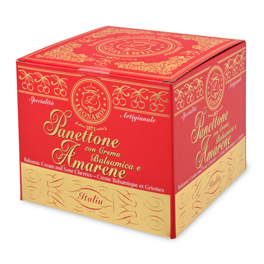 Acetaia Leonardi Balsamic Panettone with Sour Cherries in Red and Gold Box MNC-019